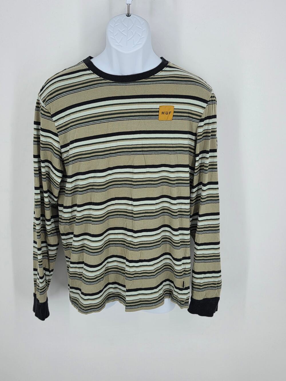 HUF Shirt Large L Multi Stripe Long Sleeve Crewneck Skate Casual Knit Webster
